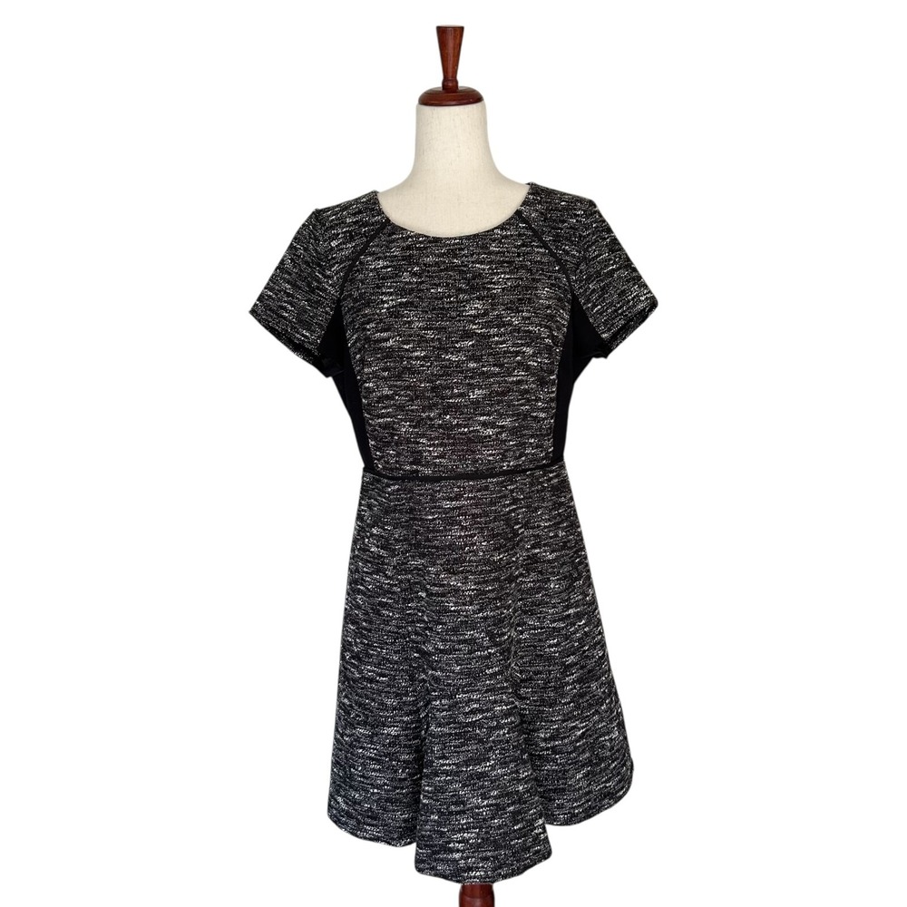 J. Crew J.Crew Dress 12 Mixed Tweed Boucle Fit Flare Flounce A-Line Midi (2)